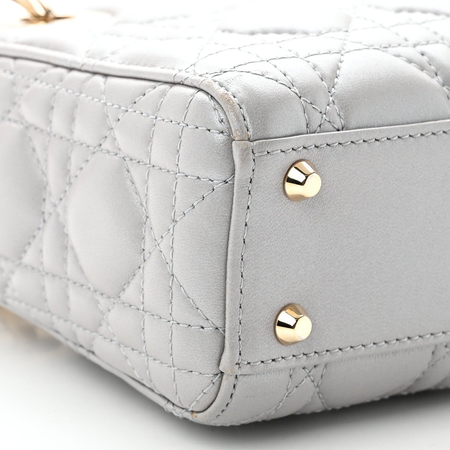 Lambskin Cannage Mini Lady Dior Gray Opaline Gray Opaline