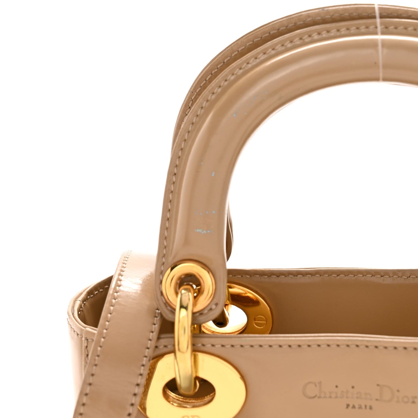 Patent Mini Lady Dior Beige