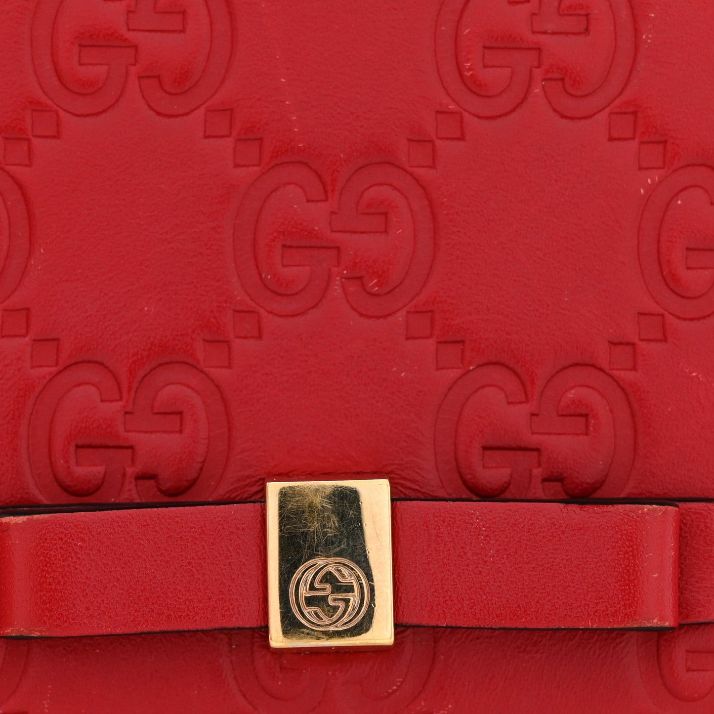 Guccissima Signature Bowy Chain Wallet Hibiscus Red