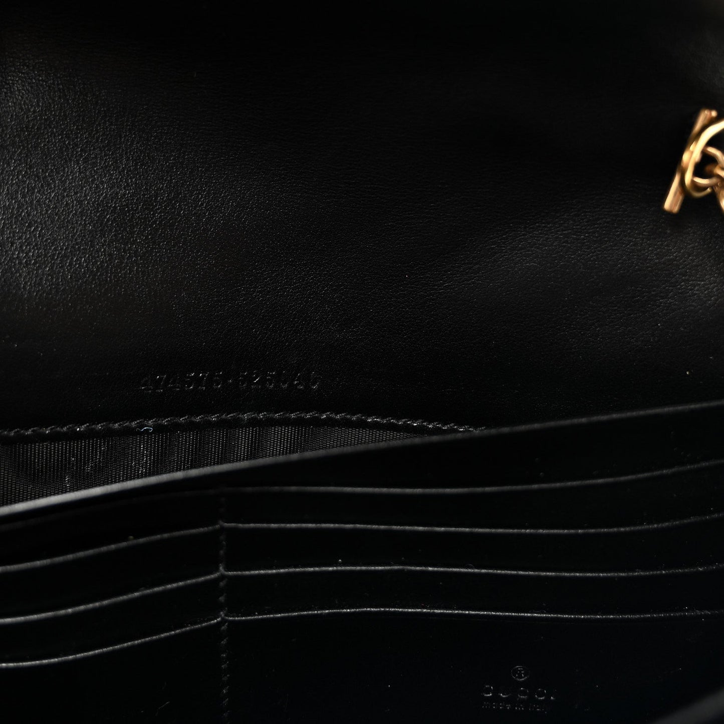 Calfskin Matelasse GG Marmont Chain Wallet Black