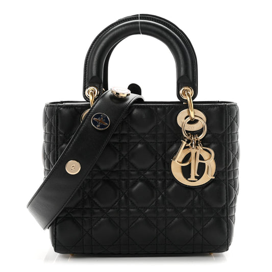 Lambskin Cannage Small Lucky Badges My Lady Dior Black