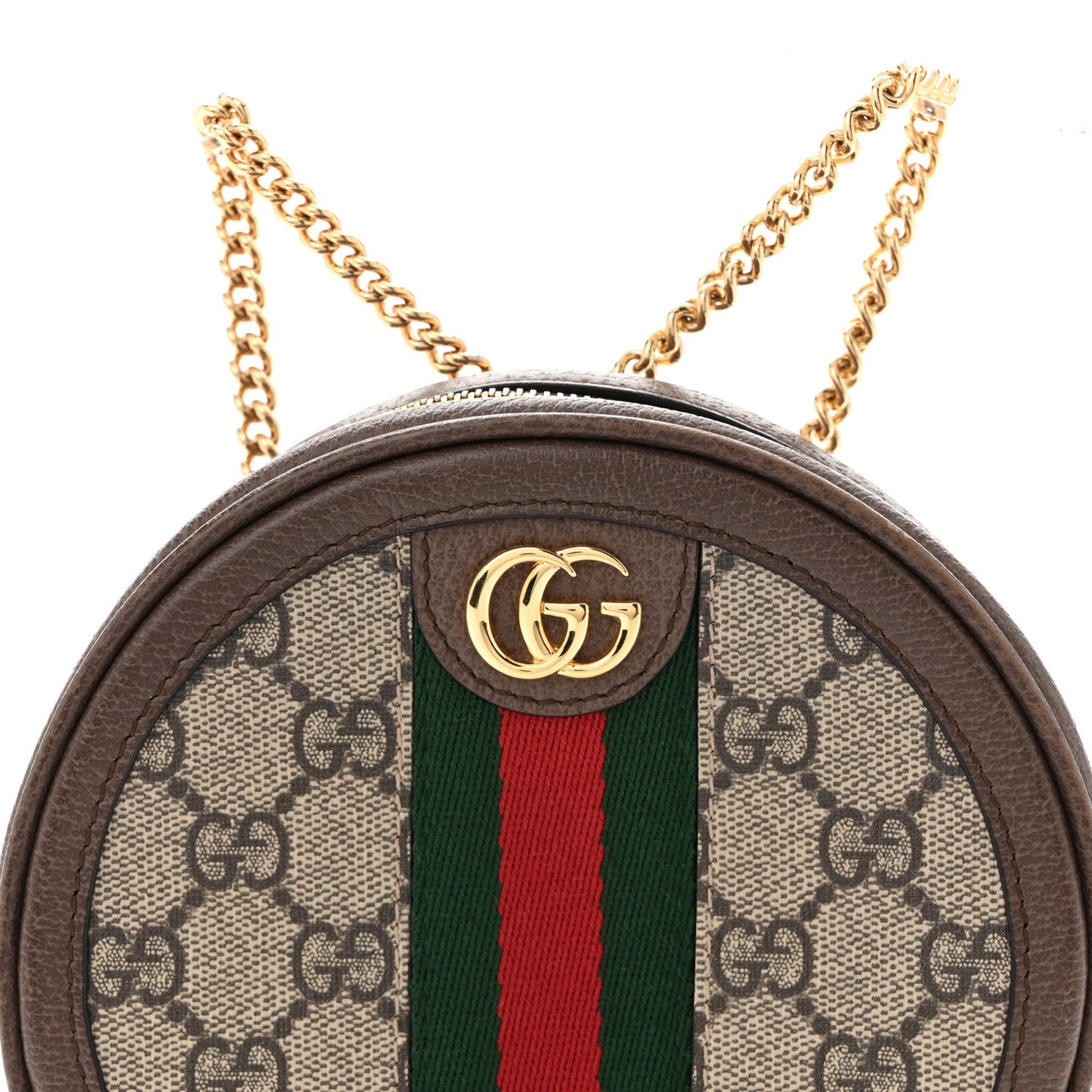 GG Supreme Monogram Web Mini Ophidia Round Backpack Brown