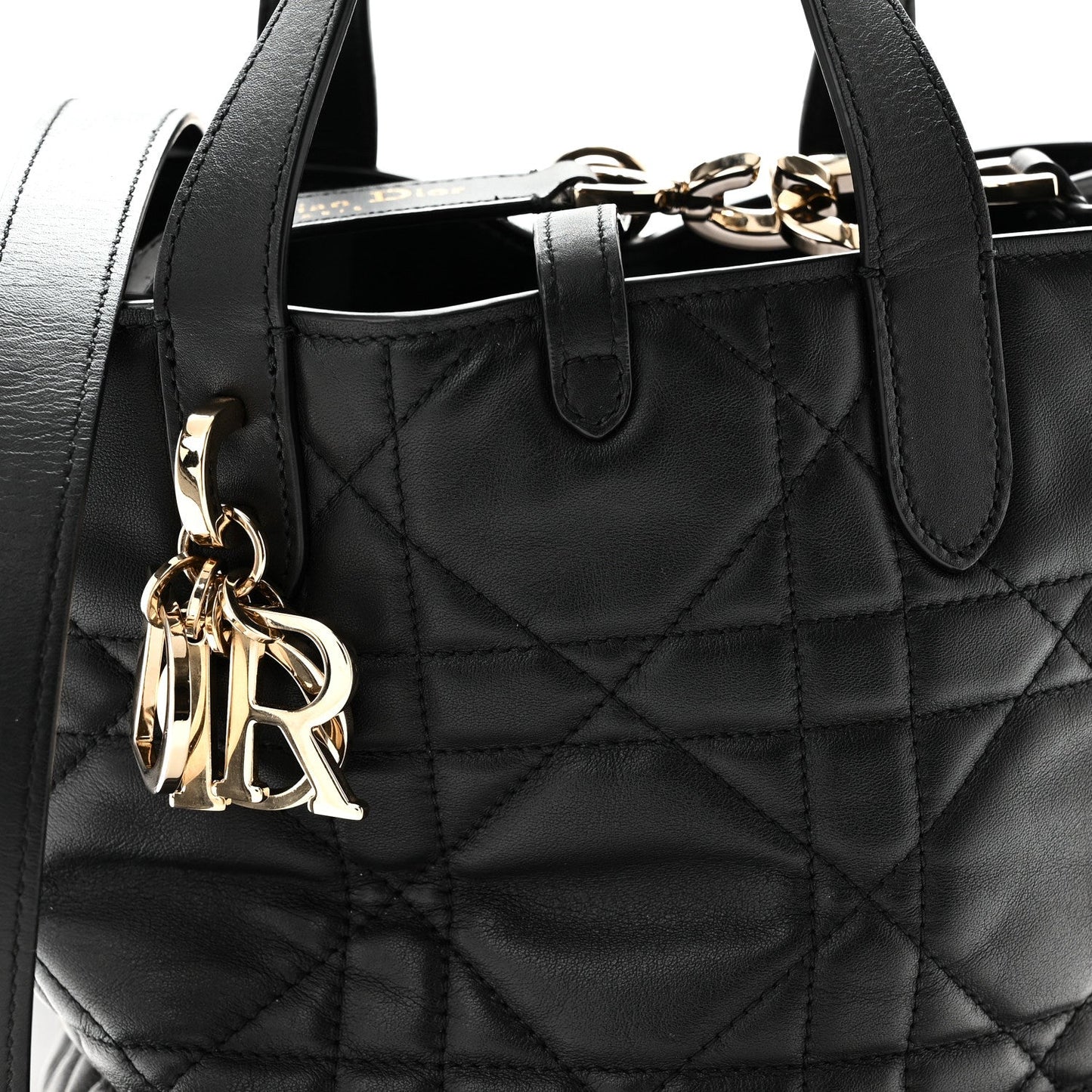 Calfskin Macrocannage Small Toujours Vertical Tote Black