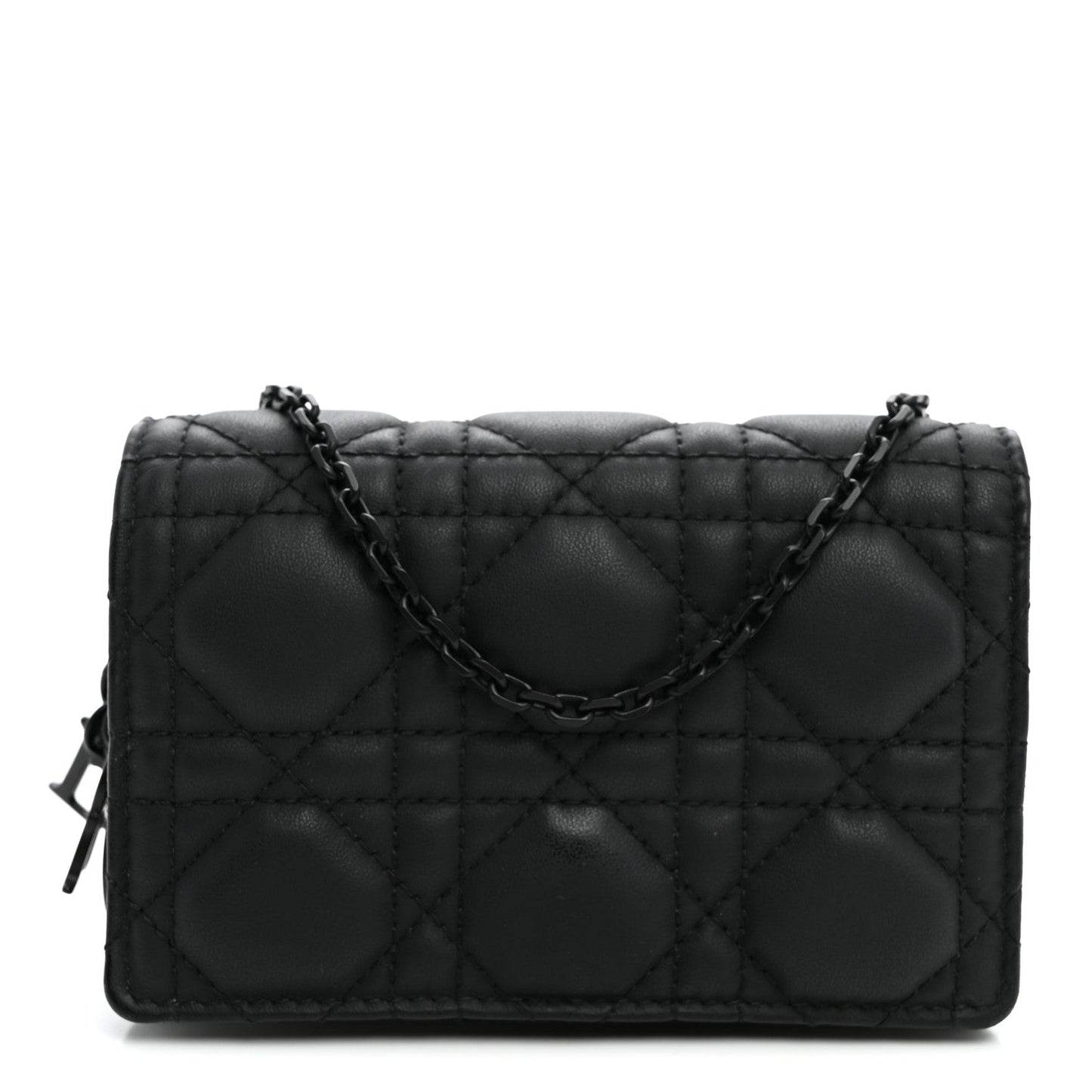 Ultra Matte Calfskin Cannage Nano Lady Dior Pouch Black