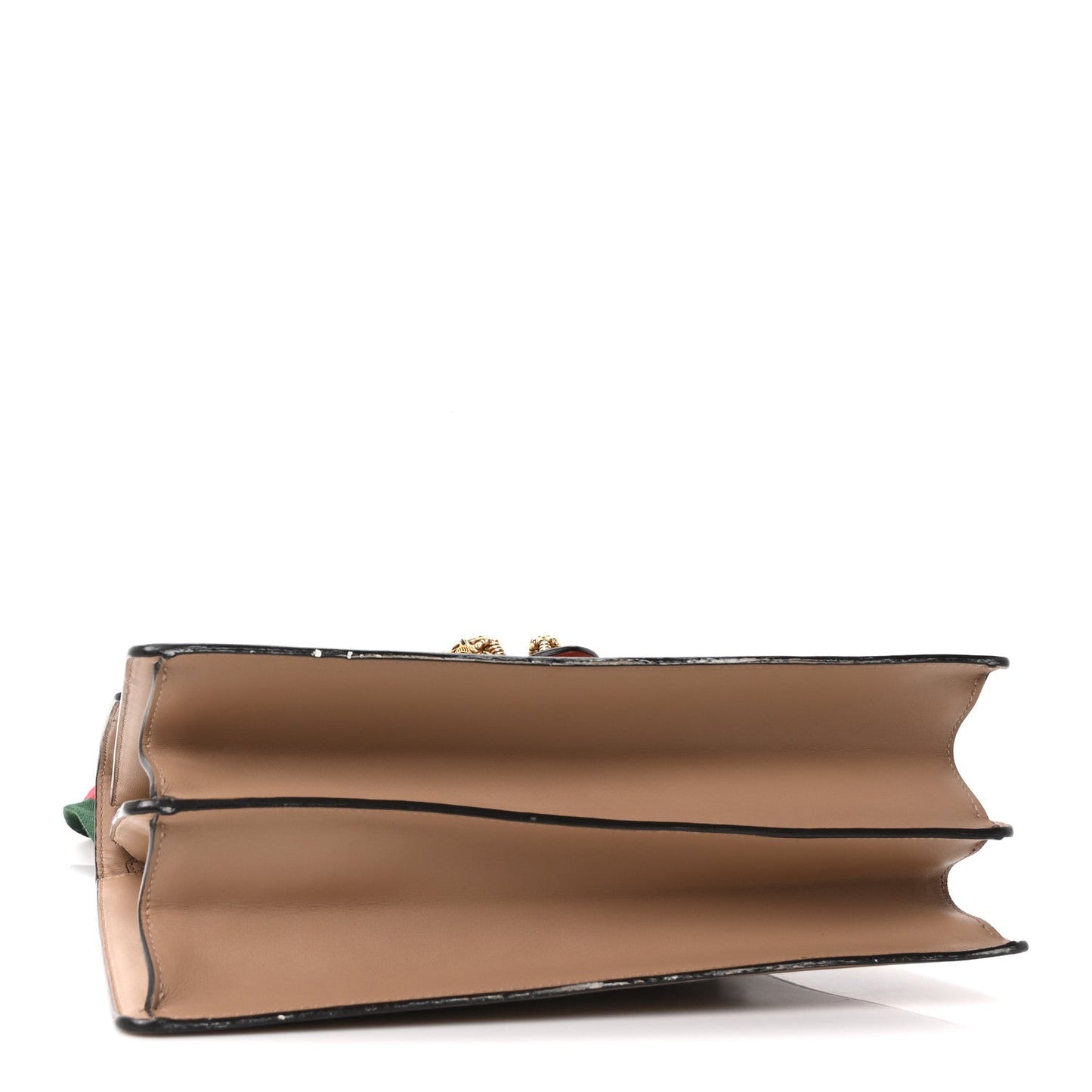 Moon Calfskin Web Large Dionysus Bamboo Top Handle Bag Camelia Bright Evergreen Hibiscus Red