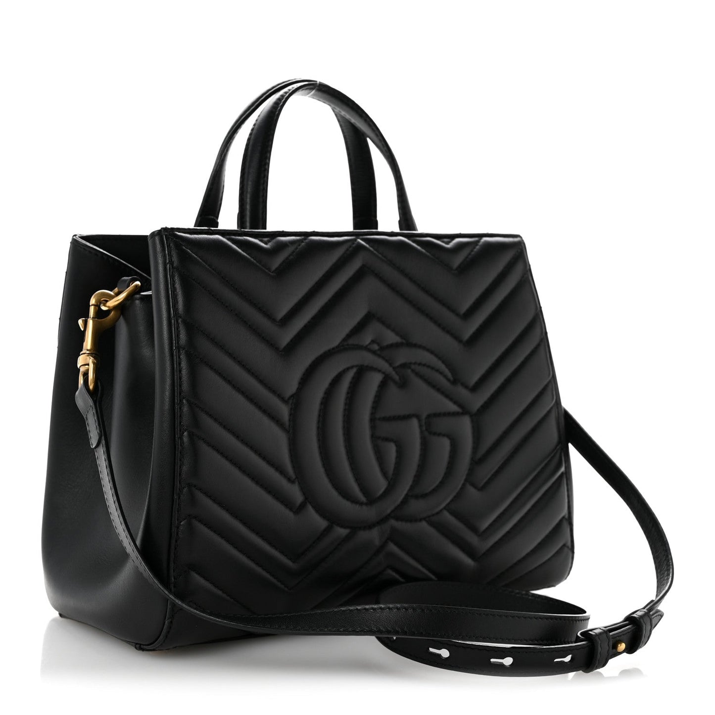 Calfskin Matelasse Small GG Marmont Tote Black