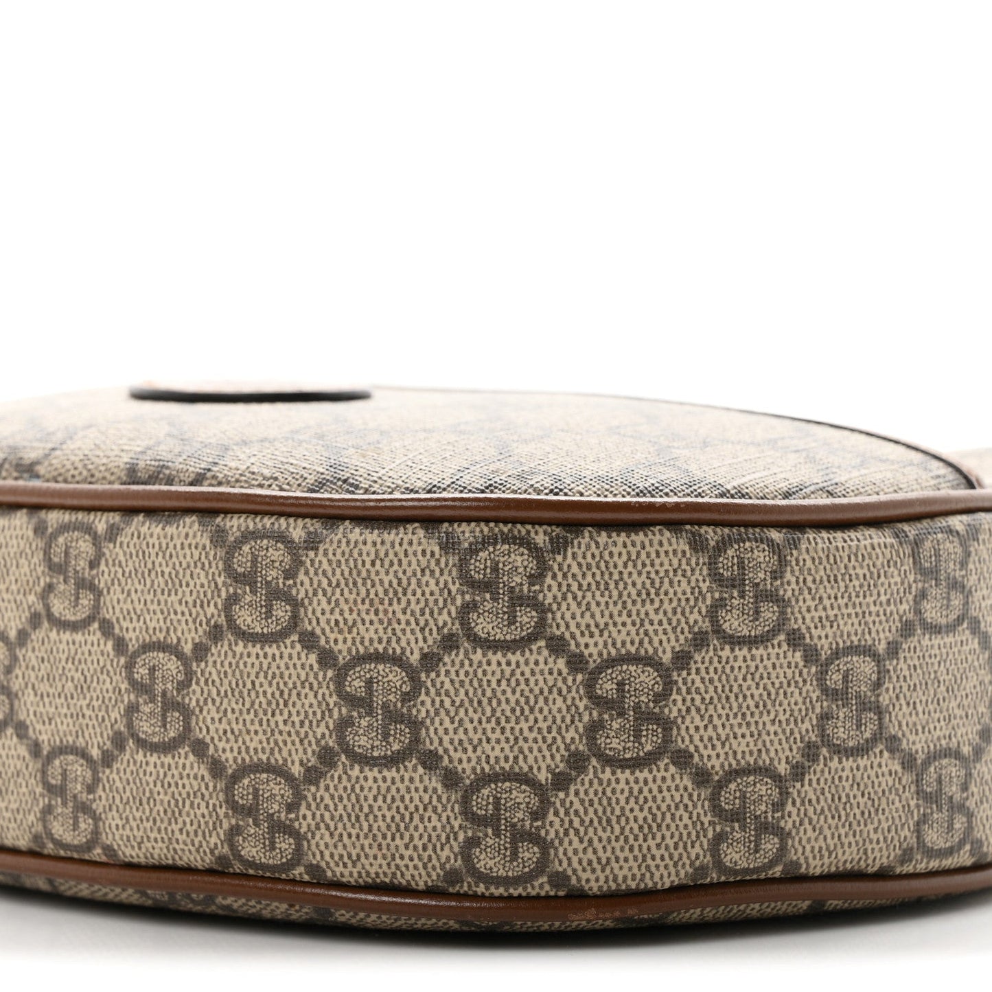 GG Supreme Monogram Azalea Calfskin Mini Retro Interlocking G Half Moon Bag Beige Ebony Brown Sugar