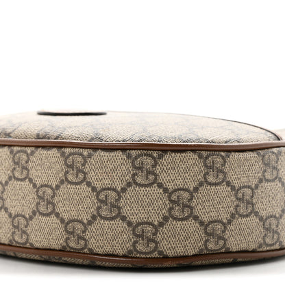 GG Supreme Monogram Azalea Calfskin Mini Retro Interlocking G Half Moon Bag Beige Ebony Brown Sugar