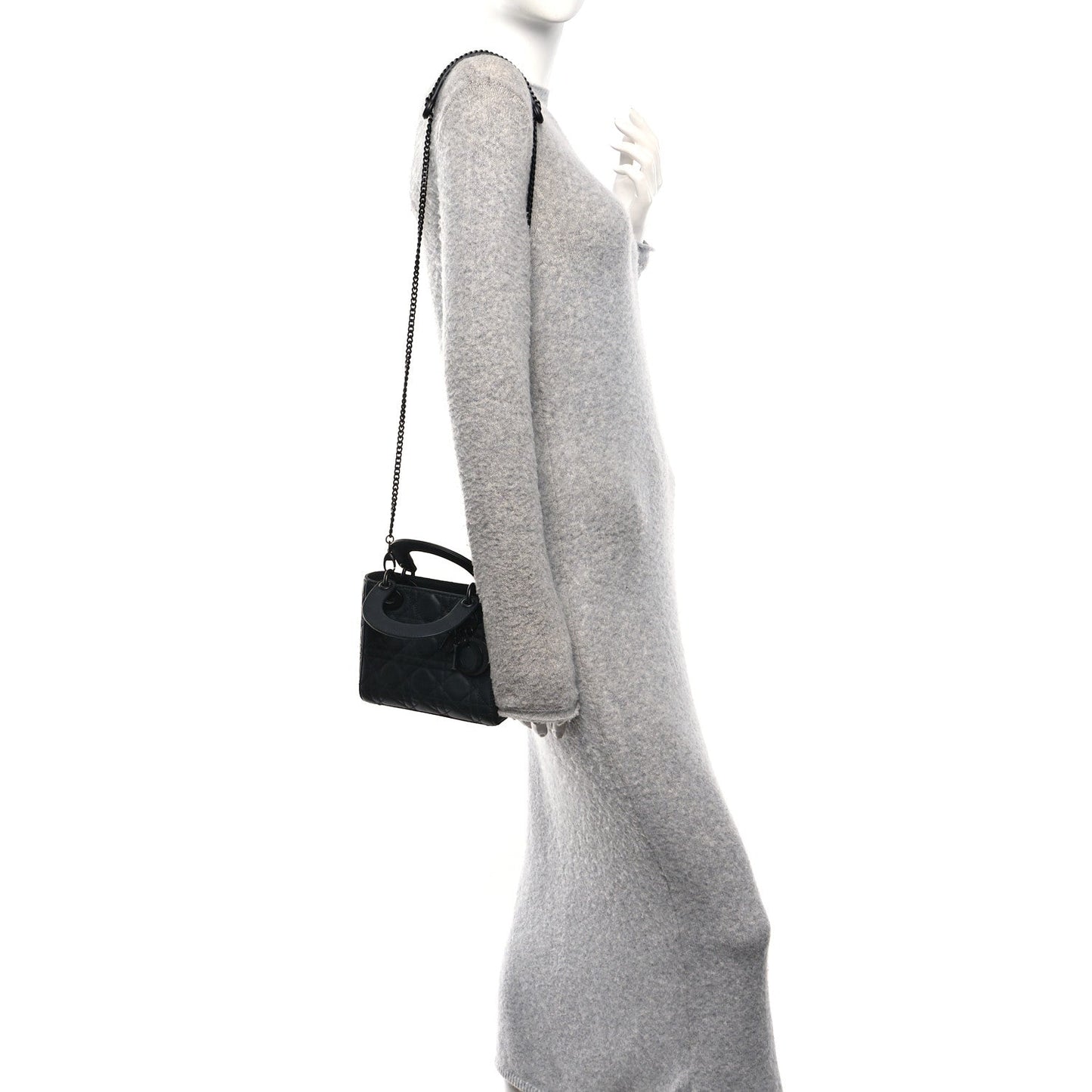 Ultra Matte Calfskin Cannage Mini Lady Dior Black