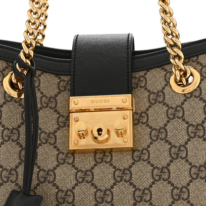 GG Supreme Monogram Small Padlock Tote Black