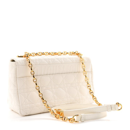 Supple Calfskin Cannage Medium Caro Bag Ivory