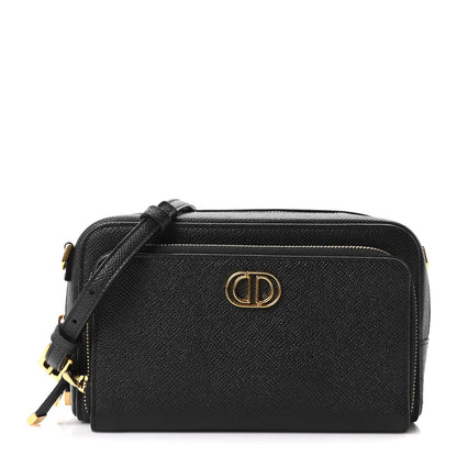 Grained Calfskin Caro Double Pouch Black