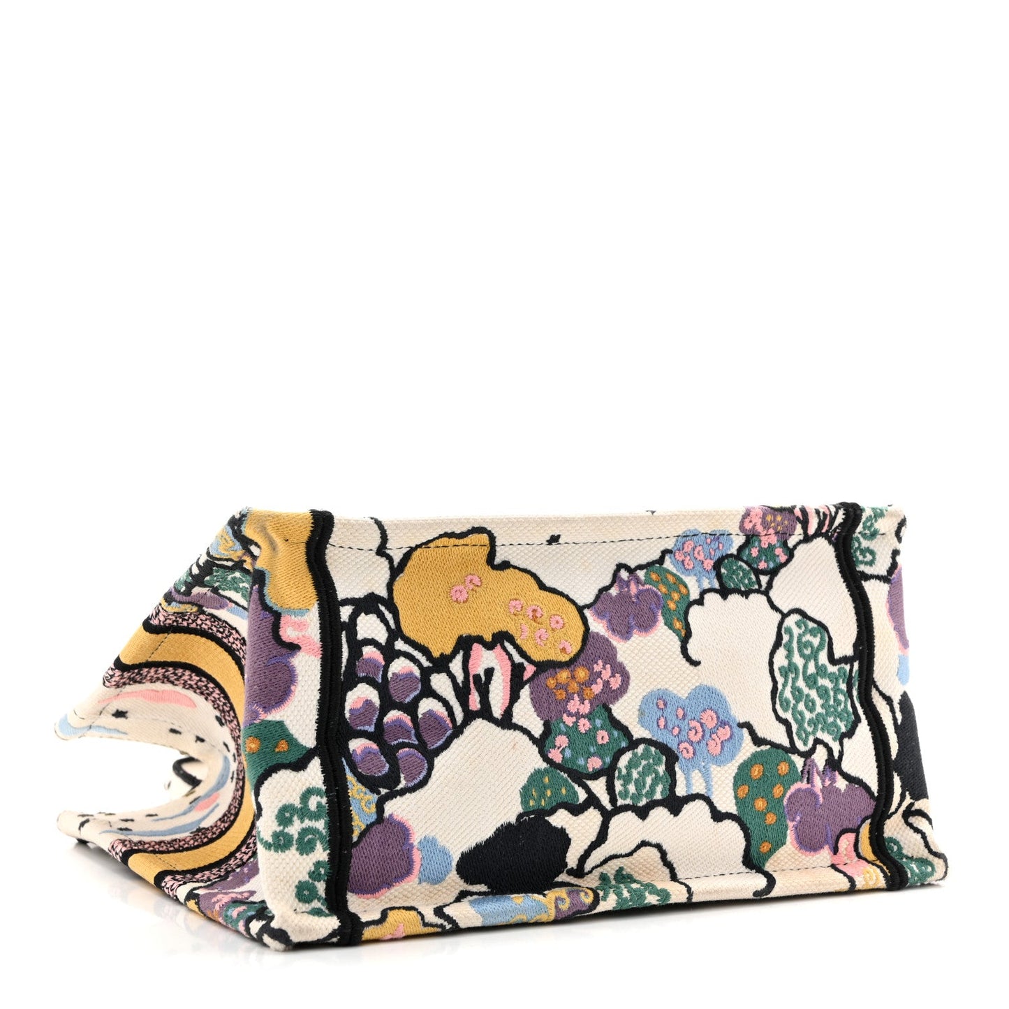 Canvas Embroidered Ciel De Reve Small Book Tote Latte Multicolor