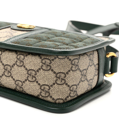 Monogram GG Mignon Textured Dollar Calfskin GG Supreme Monogram Quilted Mini GG Shoulder Bag Green Beige Ebony