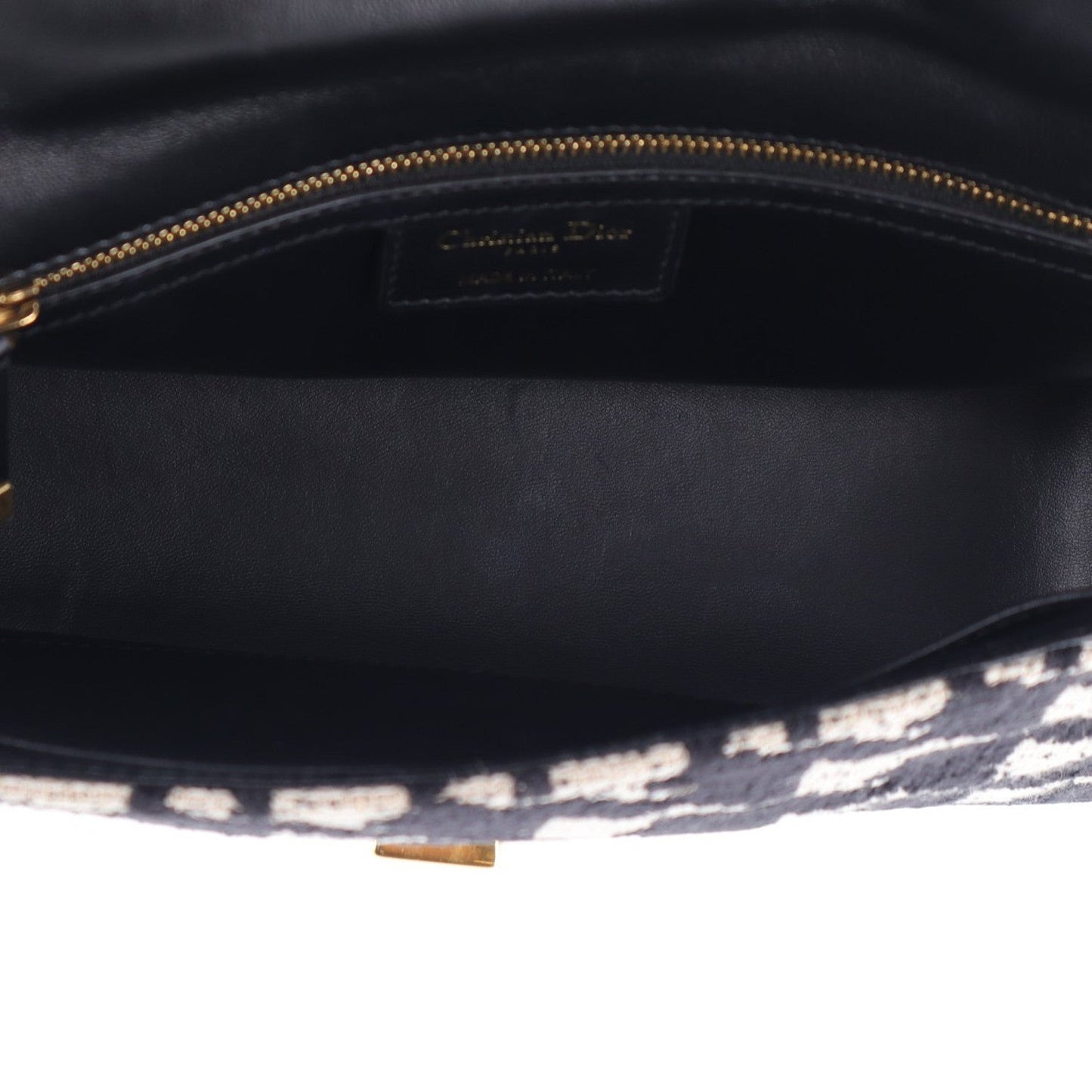 Technical Canvas Macro Houndstooth Medium Caro Bag Black White