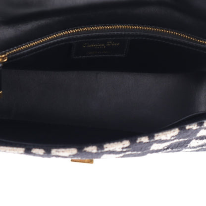 Technical Canvas Macro Houndstooth Medium Caro Bag Black White