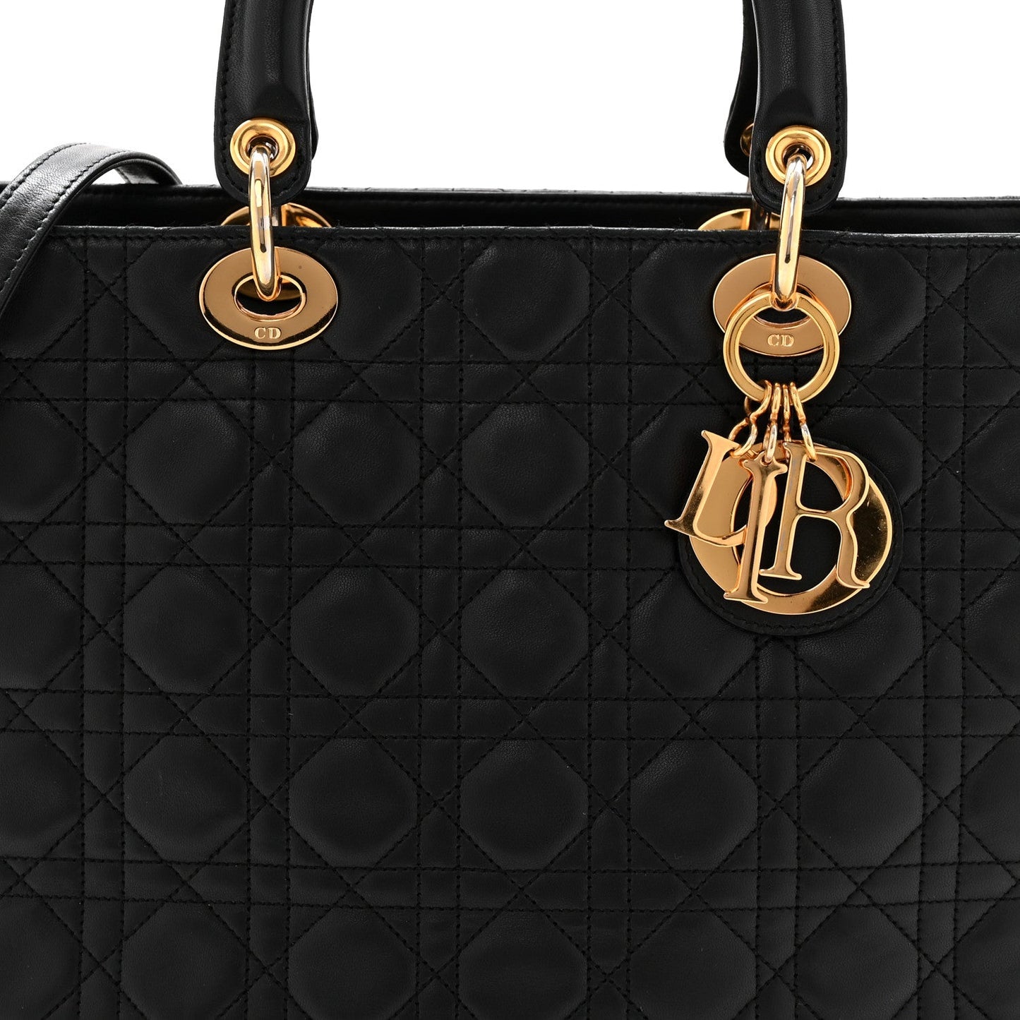 Lambskin Cannage Large Lady Dior Black
