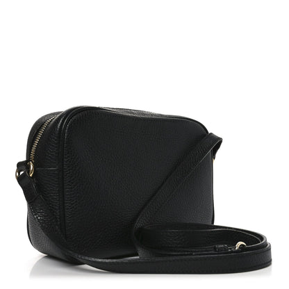 Pebbled Calfskin Small Soho Disco Bag Black