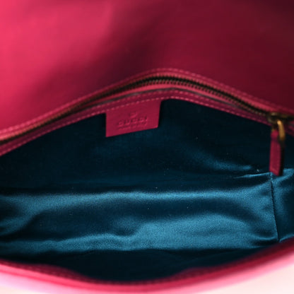 Velvet Matelasse Small GG Marmont Shoulder Bag Fuchsia Violet Cyclamen