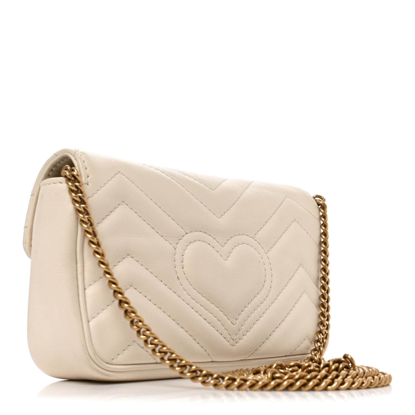 Calfskin Matelasse Super Mini GG Marmont Shoulder Bag White