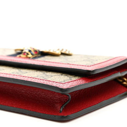 GG Supreme Monogram Web Queen Margaret Chain Wallet Red