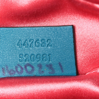 Velvet Matelasse Small GG Marmont Chain Shoulder Bag Pavone Cyan