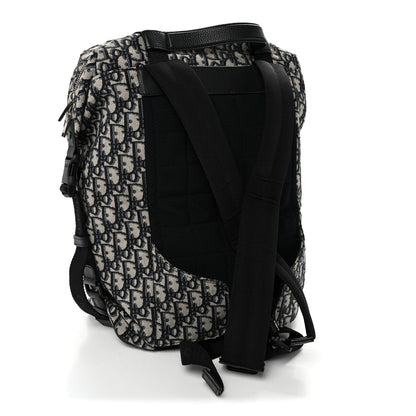 Oblique Calfskin Safari Backpack Navy Blue