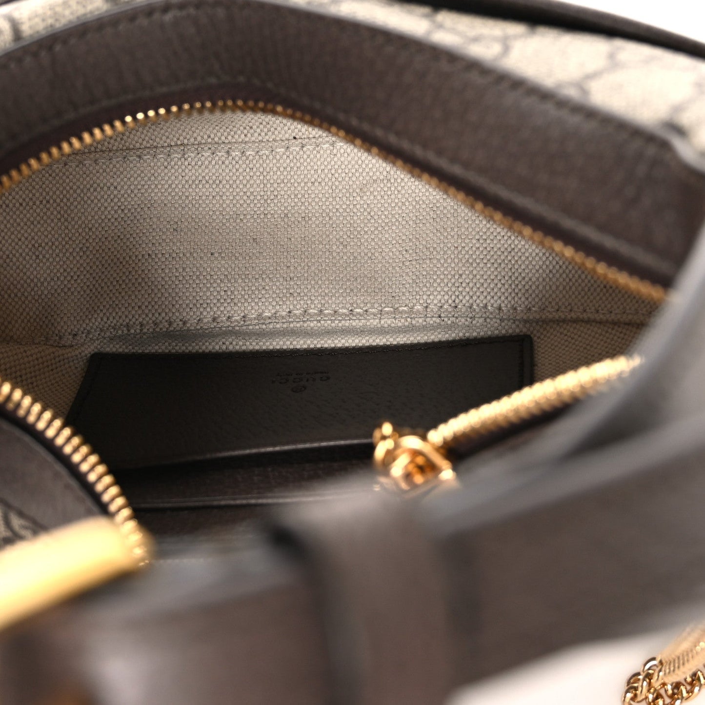 GG Supreme Monogram Textured Dollar Calfskin Small Ophidia Shoulder Bag Beige Ebony New Acero