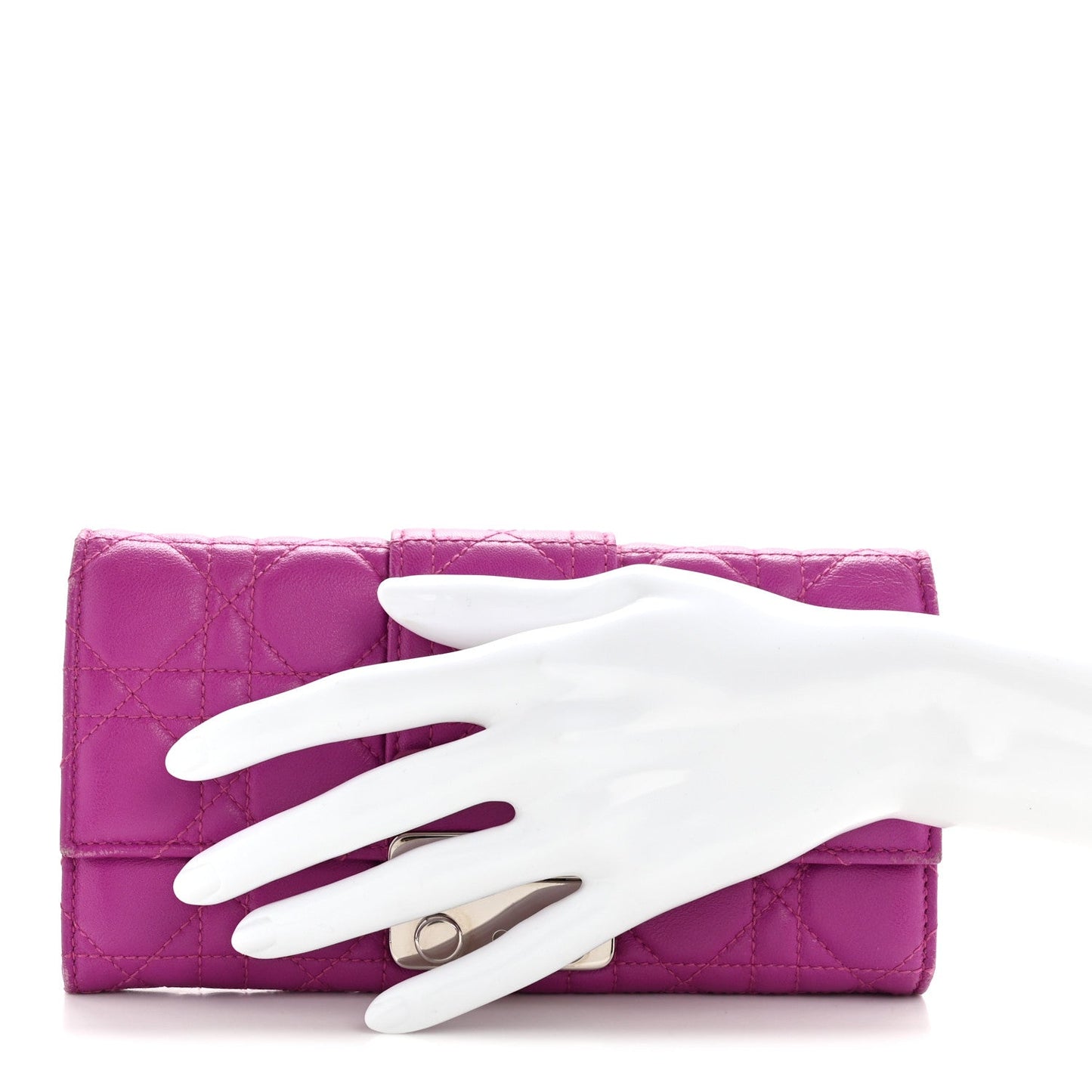 Lambskin Cannage Miss Dior Chain Wallet Dark Pink