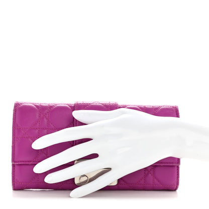 Lambskin Cannage Miss Dior Chain Wallet Dark Pink