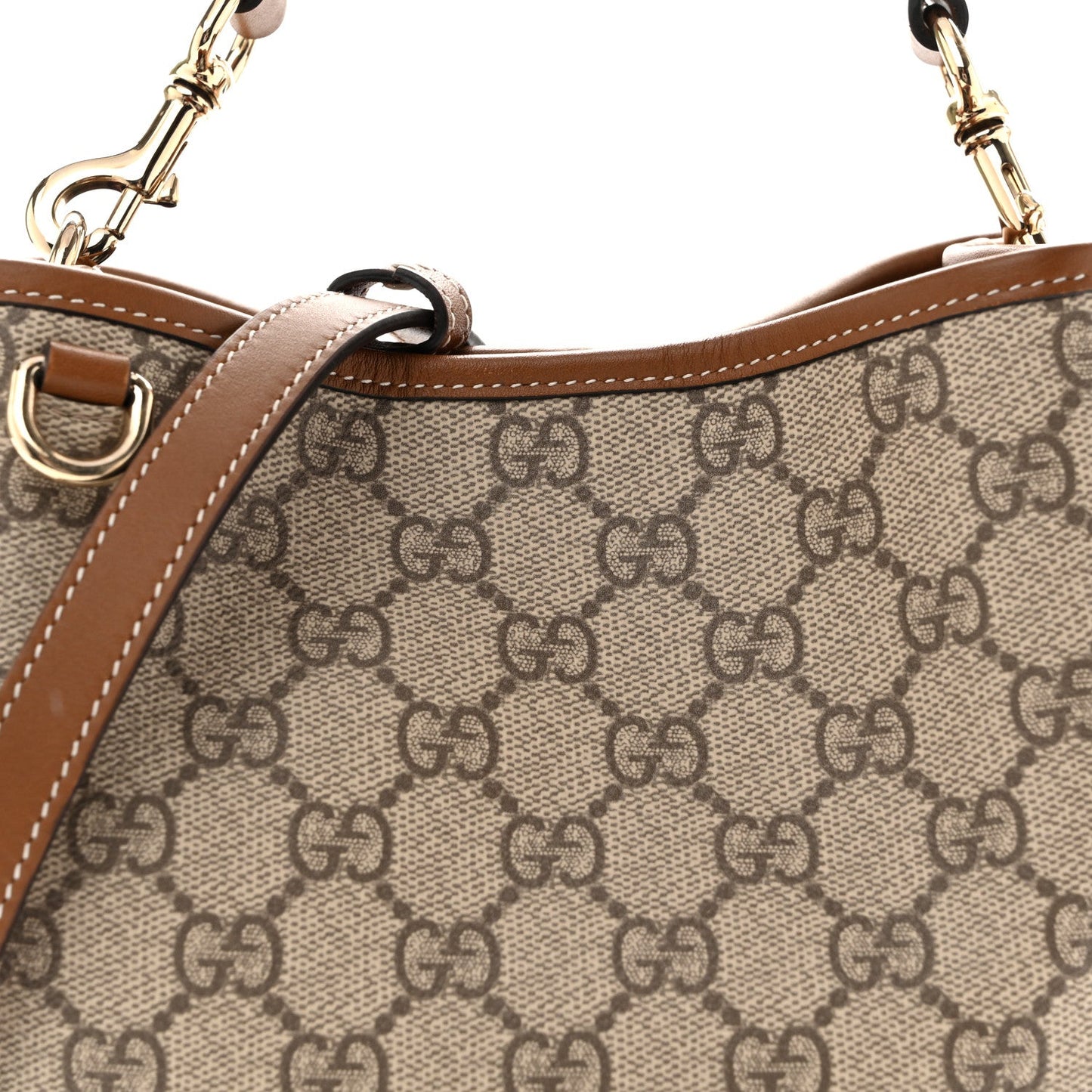 GG Supreme Monogram Emblem Small Shoulder Bag Beige Ebony Sundial