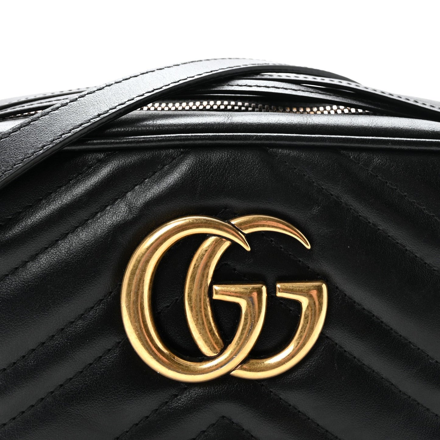 Calfskin Matelasse Small GG Marmont Chain Shoulder Bag Black