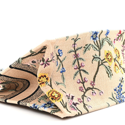 Raffia Embroidered Petites Fleurs Medium Book Tote Natural