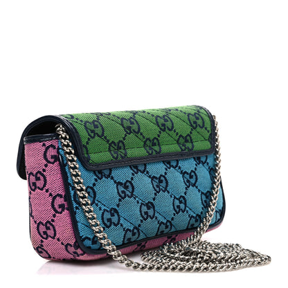 Monogram Multicolor Matelasse Diagonal Super Mini GG Marmont Shoulder Bag Green Blue Yellow Light Blue Pink