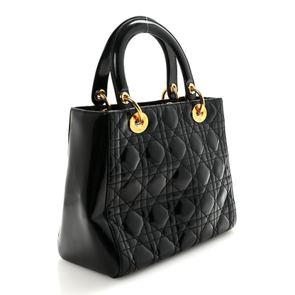 Patent Cannage Medium Lady Dior Black