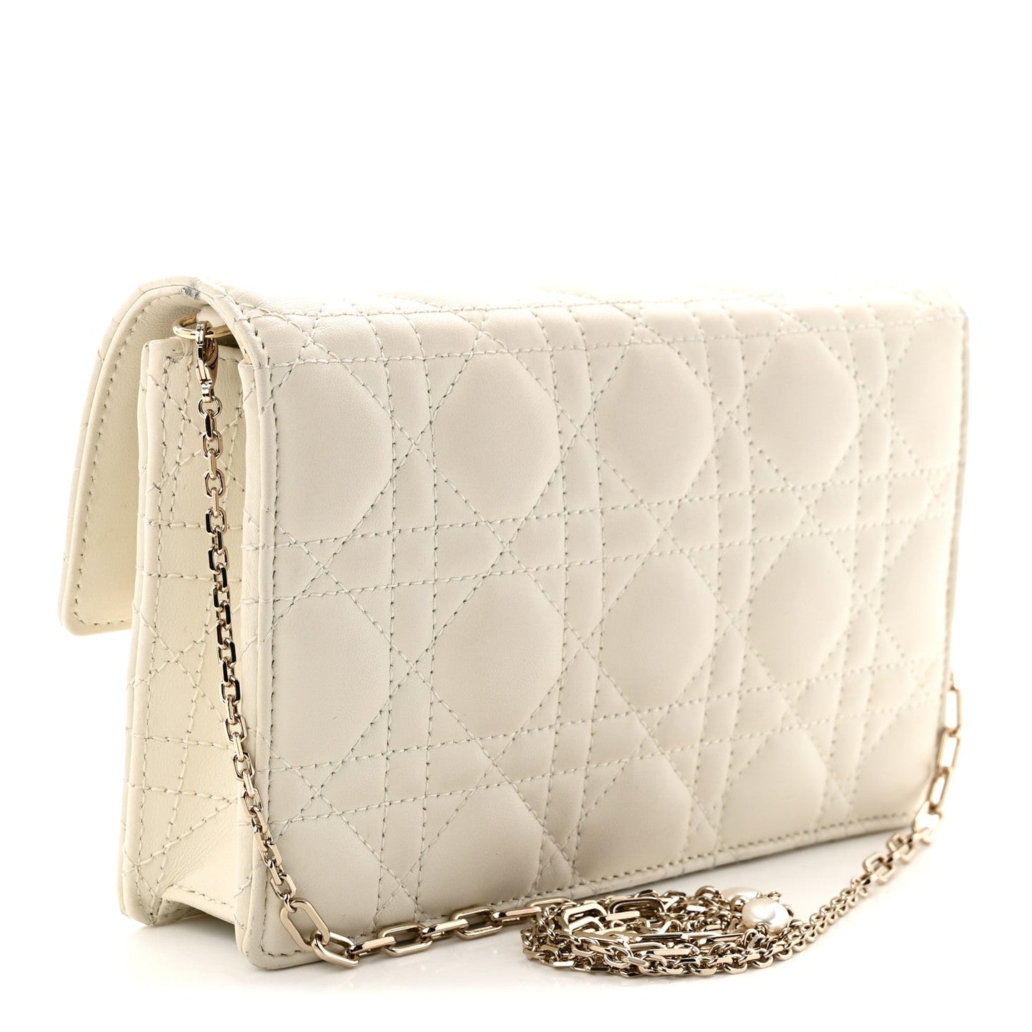 Lambskin Cannage Chain My Dior Daily Chain Pouch Latte