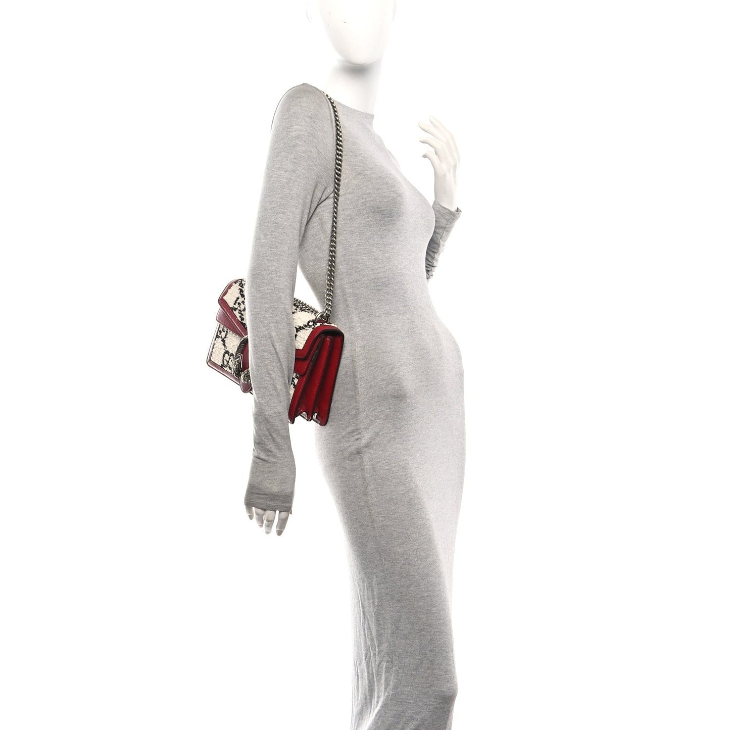 Tweed GG Monogram Small Dionysus Shoulder Bag White Black Romantic Cherry