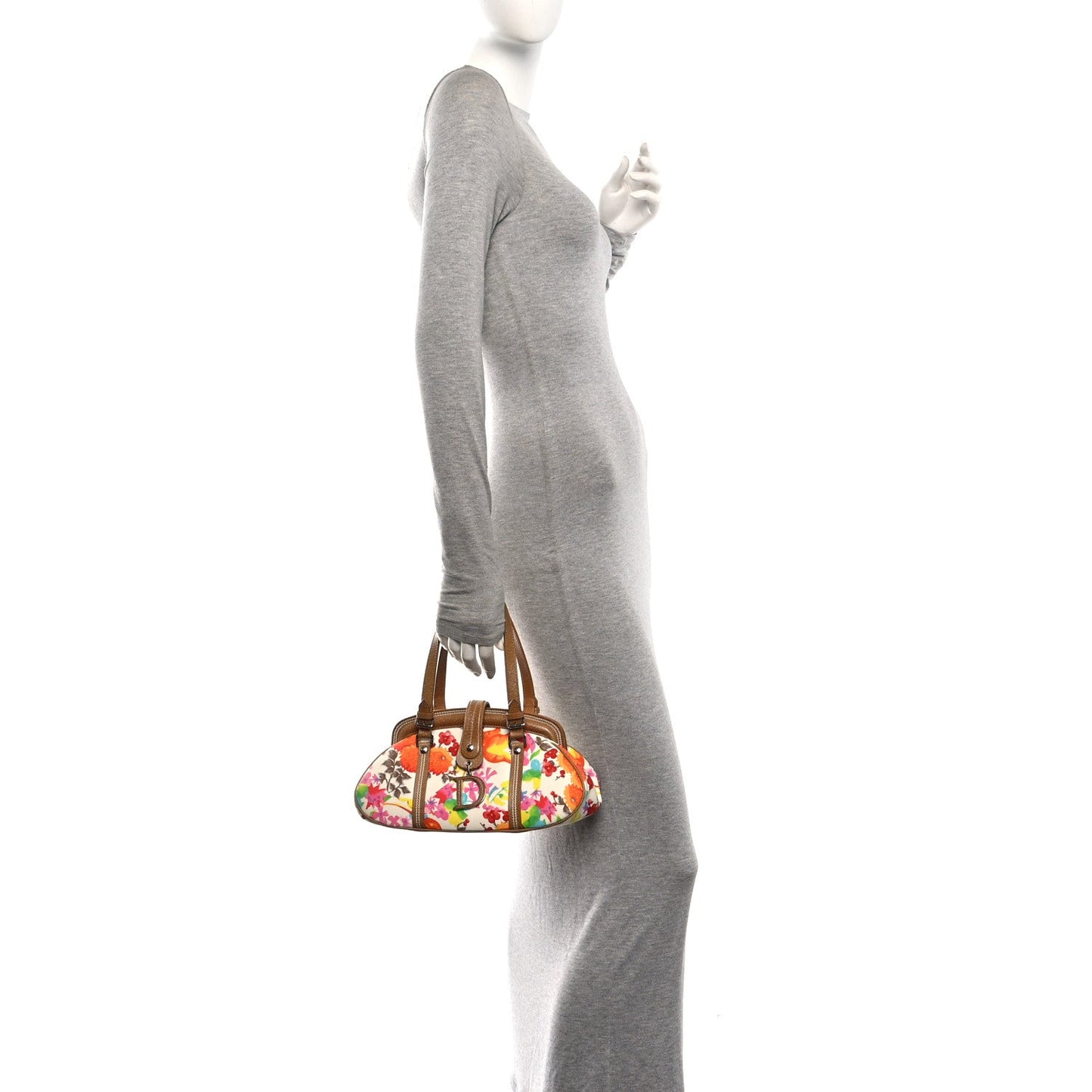 Canvas Floral Print Detective Satchel Multicolor