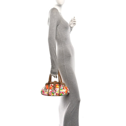 Canvas Floral Print Detective Satchel Multicolor