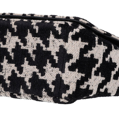Technical Canvas Macro Houndstooth Medium Caro Bag Black White