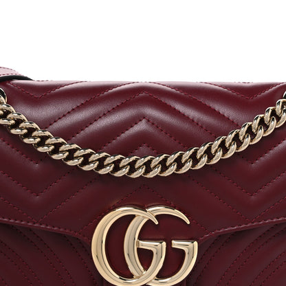 Lambskin Matelasse Small GG Marmont Shoulder Bag  Rosso Ancora