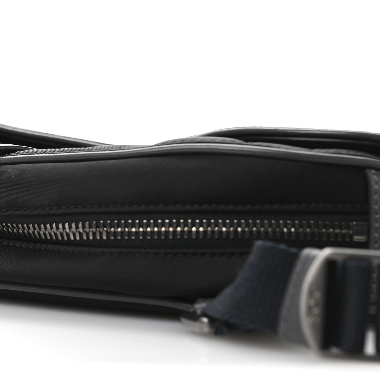 X Sacai Grained Calfskin Technical Fabric Mens Saddle Bag Black