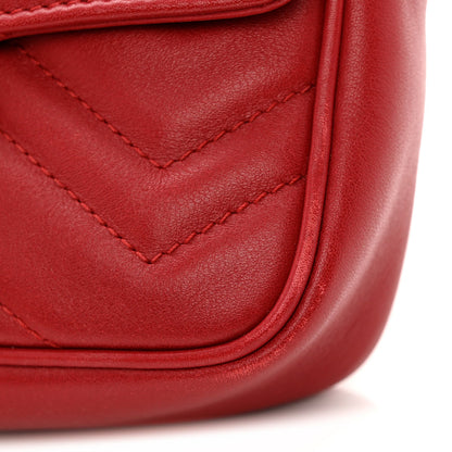 Calfskin Matelasse Super Mini GG Marmont Shoulder Bag Hibiscus Red