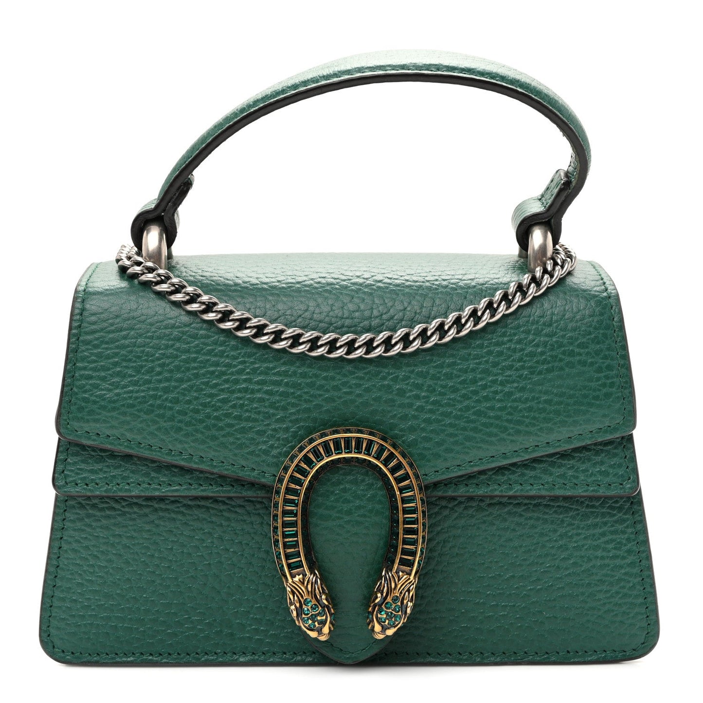Dollar Calfskin Crystal Mini Dionysus Top Handle Bag Emerald