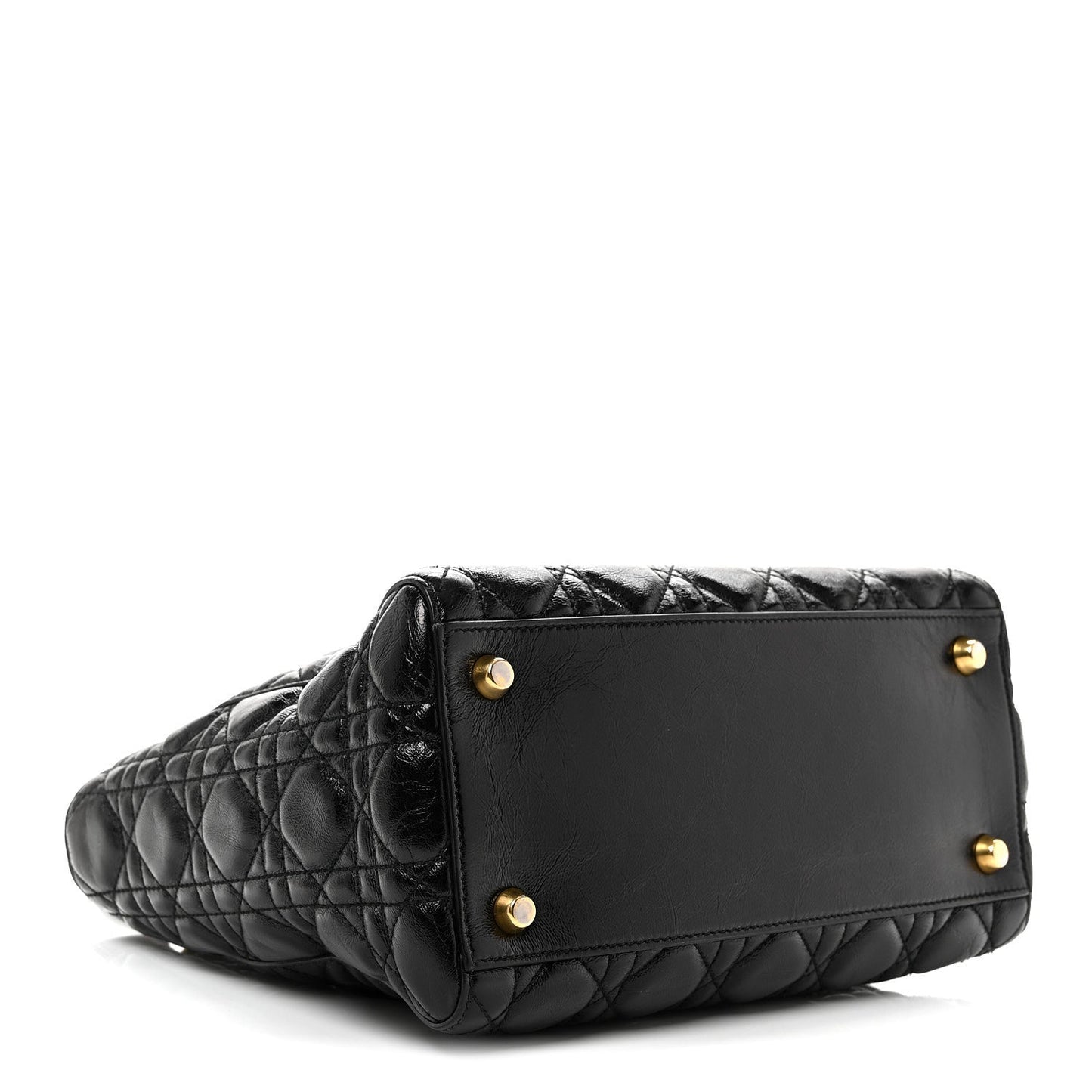 Crinkled Patent Cannage Medium Bohemian Lady Dior Black