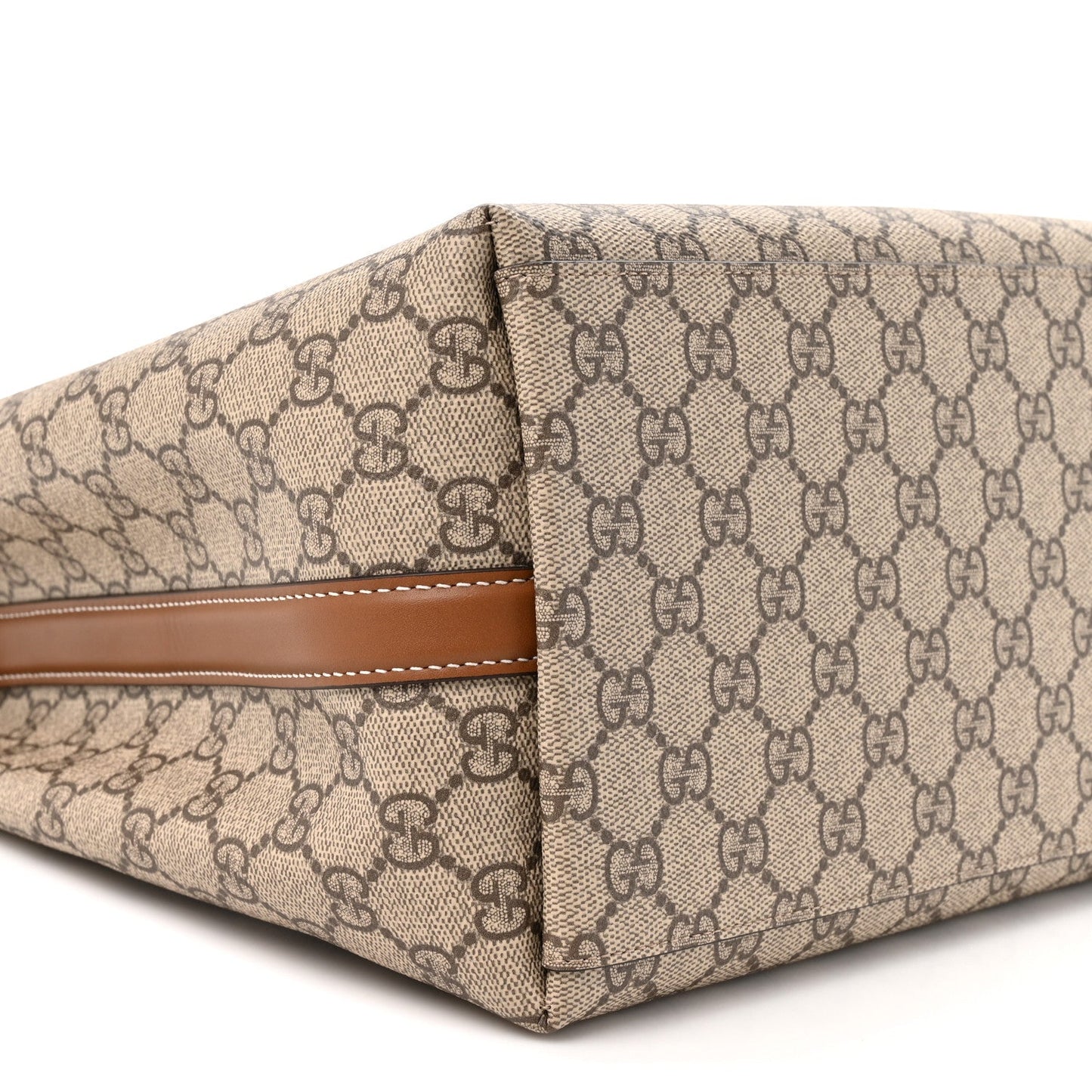 GG Supreme Monogram Medium Emblem Bucket Bag Beige Brown