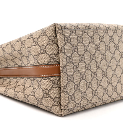GG Supreme Monogram Medium Emblem Bucket Bag Beige Brown
