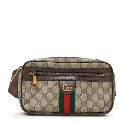 Soft GG Supreme Monogram Medium Ophidia Belt Bag Dark Brown