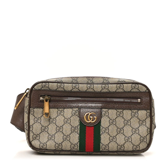 Soft GG Supreme Monogram Medium Ophidia Belt Bag Dark Brown