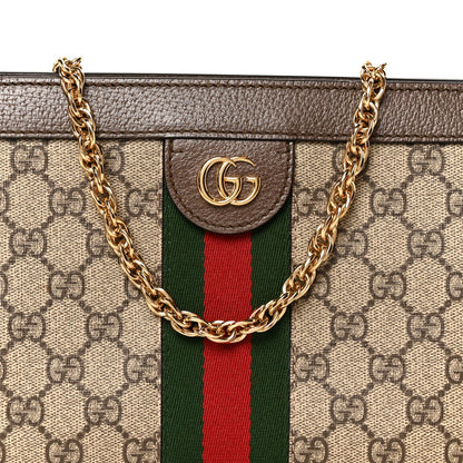 GG Supreme Monogram Web Small Ophidia Chain Shoulder Bag Brown